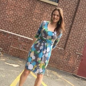 Boden Size UK14 US10 Blue Green Gray Cotton Dress